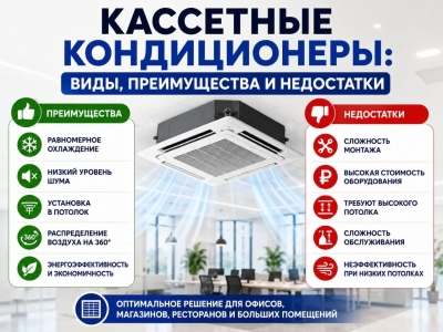 Кассетные кондиционеры: виды, преимущества и недостатки