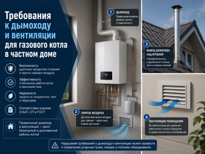 Требования к дымоходу и вентиляции для газового котла в частном доме