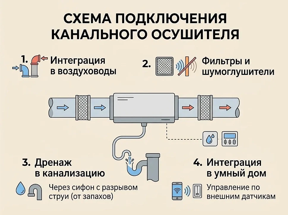 Схема подключения канального осушителя Схема подключения канального осушителя