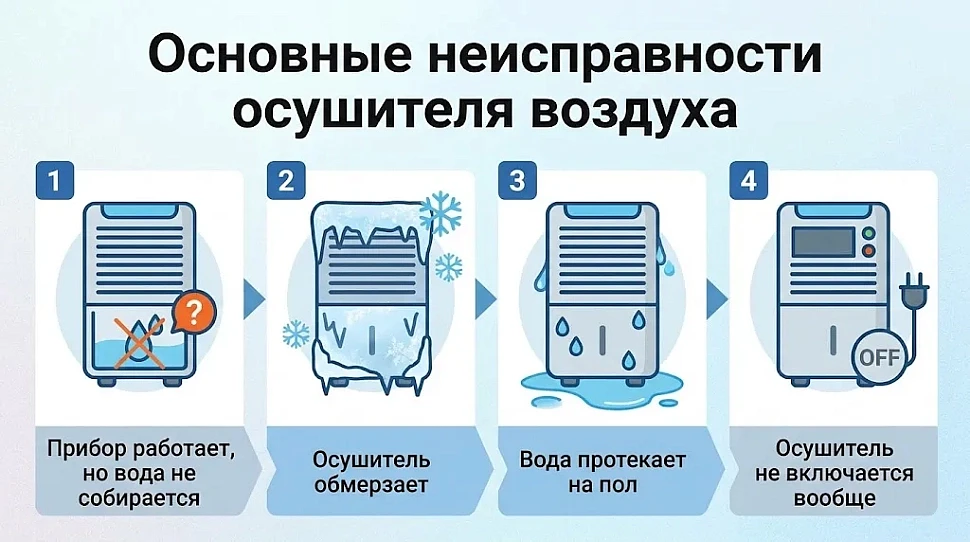 Основные неисправности осушителя воздуха Основные неисправности осушителя воздуха