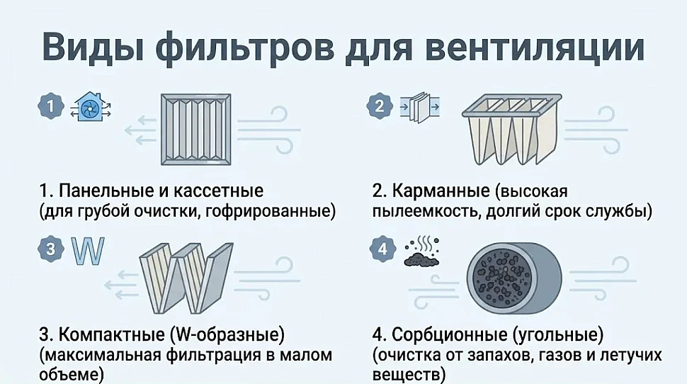 Виды фильтров для вентиляции