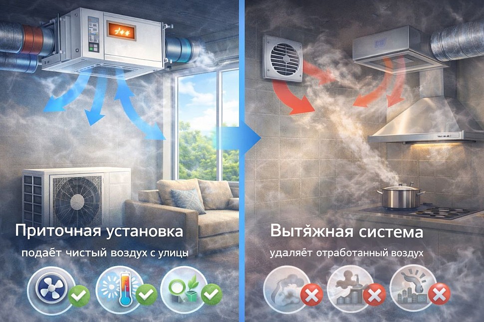 Чем отличается приточная вентиляция от вытяжной