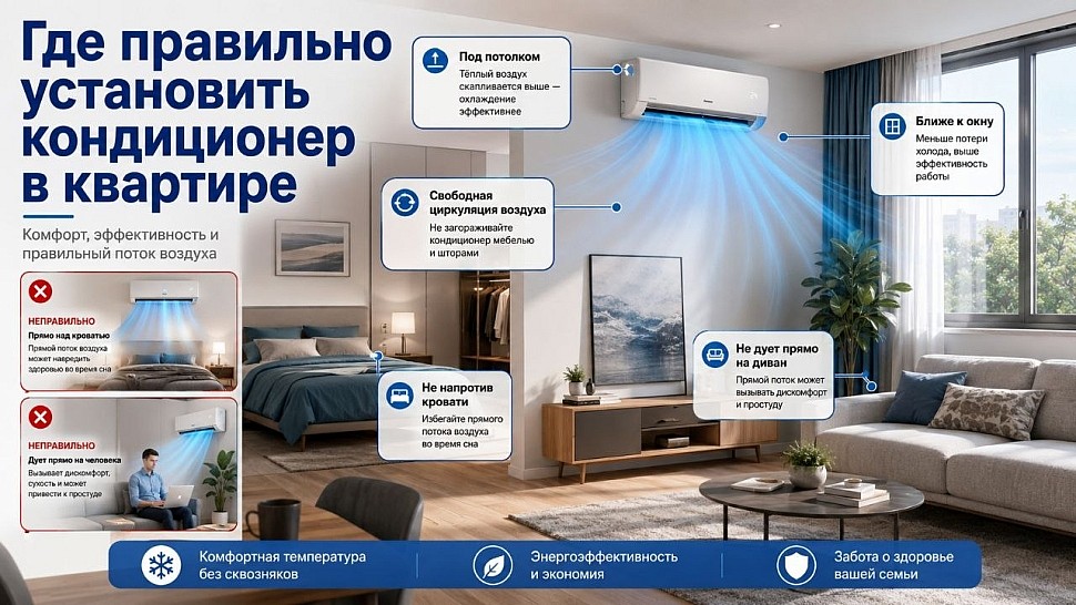 Где правильно установить кондиционер в квартире