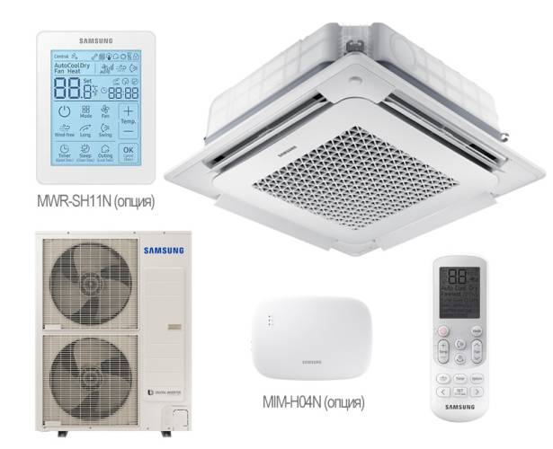 Кассетный кондиционер Samsung AC140NN4DKH/EU / AC140BXADEH/AF четырехпоточный Кассетный кондиционер Samsung AC140NN4DKH/EU / AC140BXADEH/AF четырехпоточный